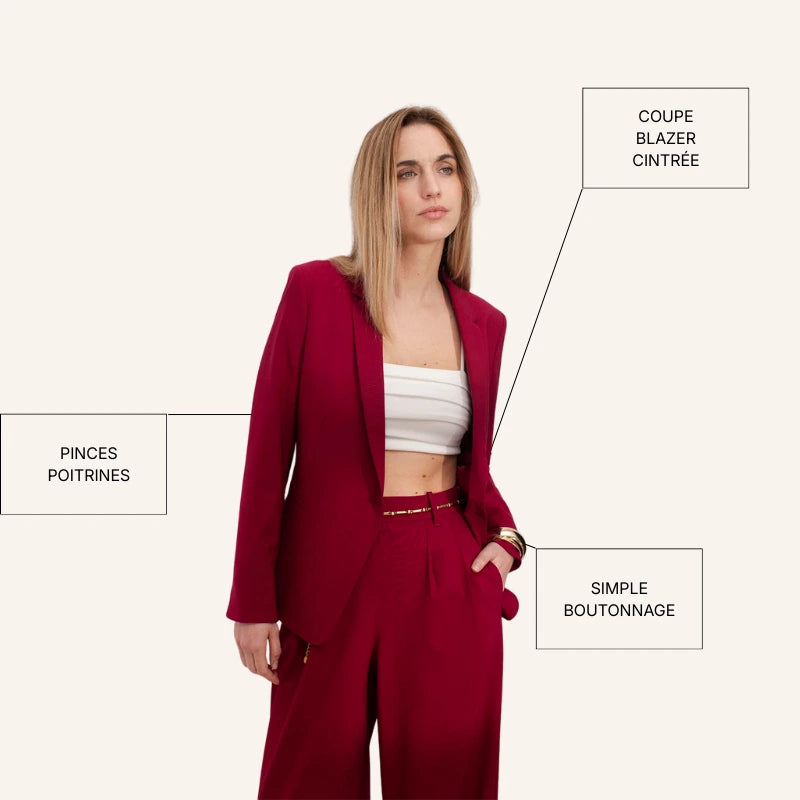 veste cintrée blazer pour femme rose foncé pour aller au travail ou pour une cérémonie