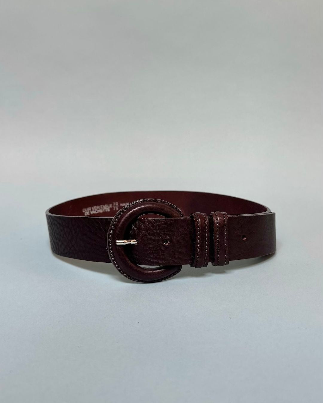 Ceinture cuir marron boucle cuir marron  - Joséphine