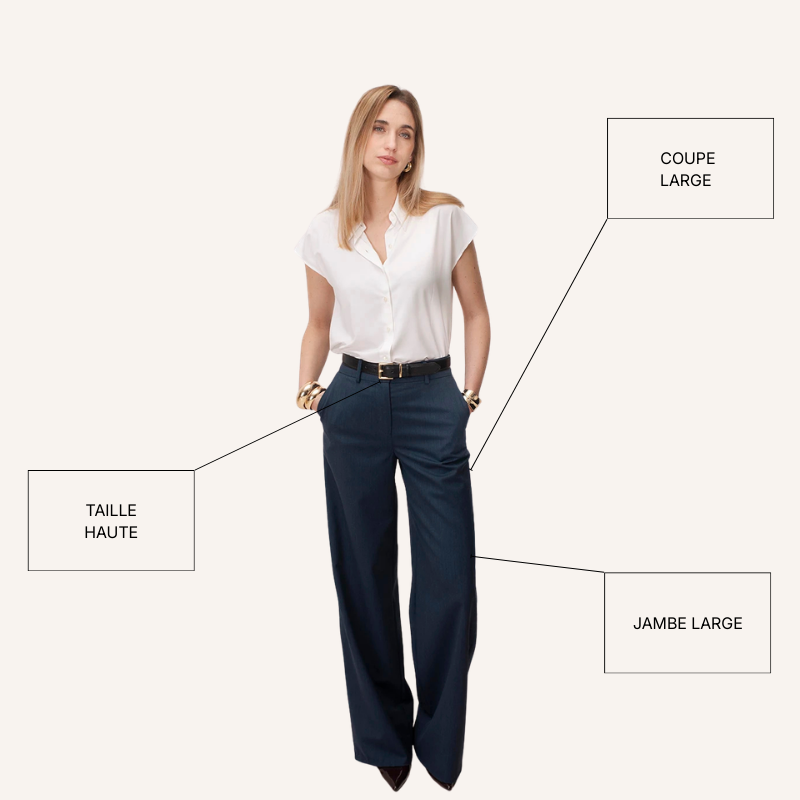 pantalon taille haute structurant la silhouette féminine convient à toutes les morphologie indispensable dans le vestiaire  denim